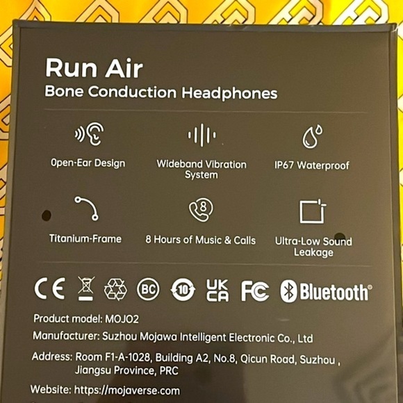 NIB Run Air IP67 Waterproof Wireless Bluetooth Open Ear Outdoor Sport Headphones - Picture 10 of 15